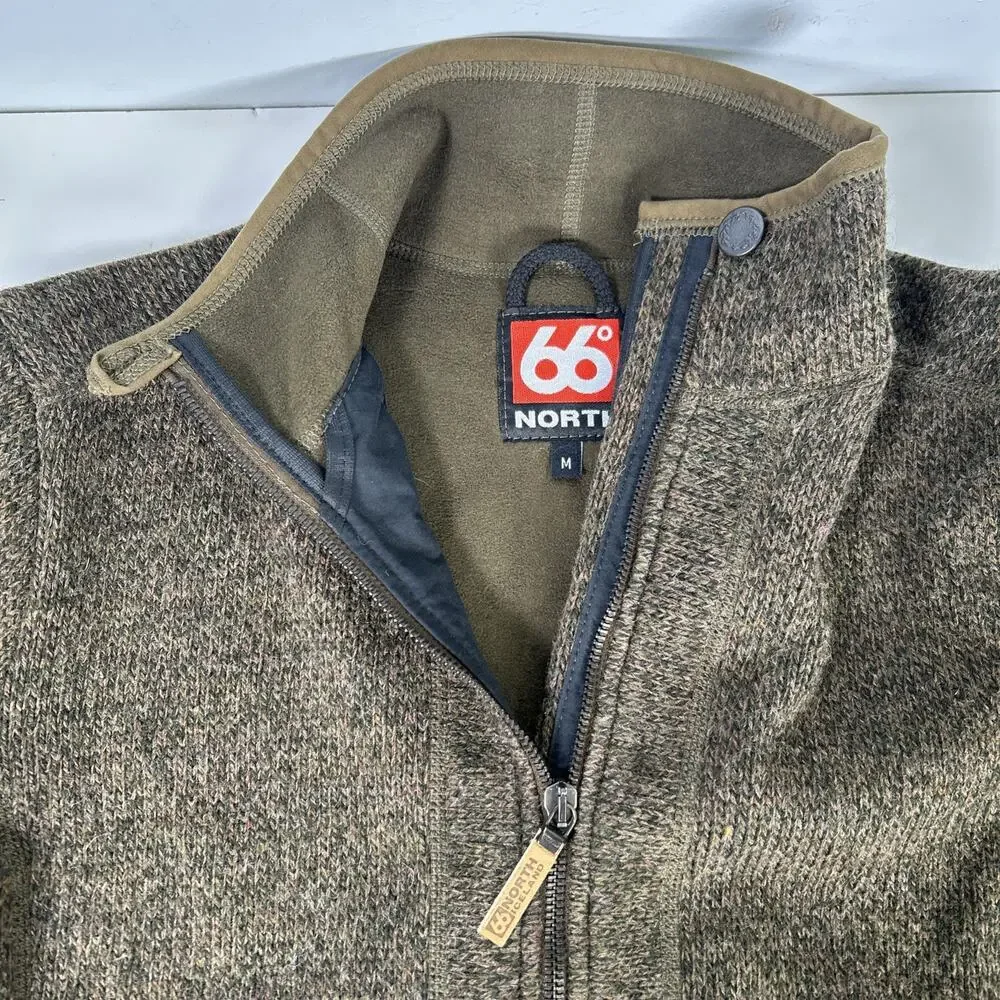66 North Iceland Full Zip Gola Jacket Women’s M Wool Blend Brown Mock Neck - Picture 5 of 9